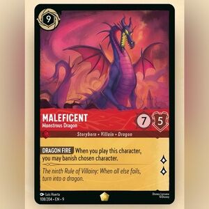Disney Lorcana Maleficent Monstrous Dragon Legendary 108/204 EN 9 Non Foil Card